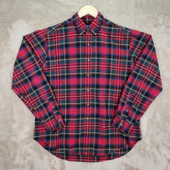 Ralph Lauren Classic Fit Plaid Shirt Red Blue Green Button-Down Men's Size L - Picture 1 of 10